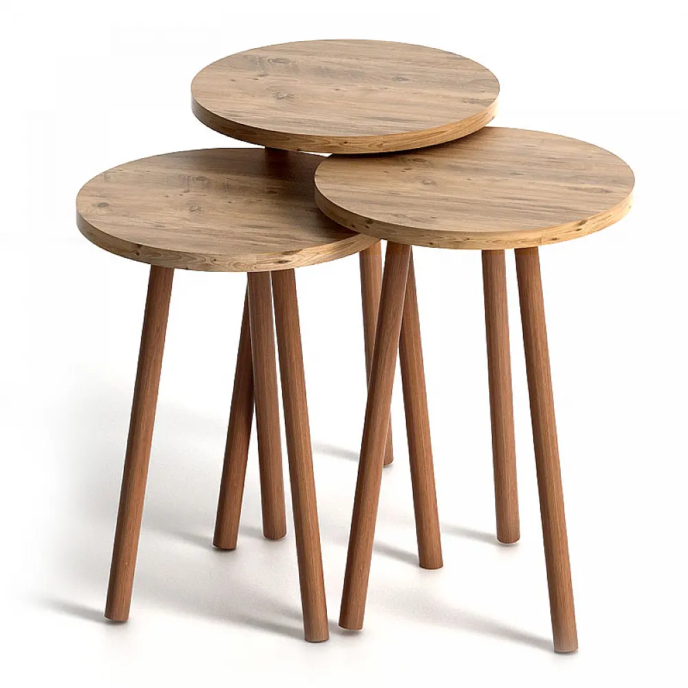 Βοηθητικά τραπεζάκια Roma Megapap από μελαμίνη χρώμα pine oak Βοηθητικά τραπεζάκια Roma Megapap από μελαμίνη χρώμα pine oak