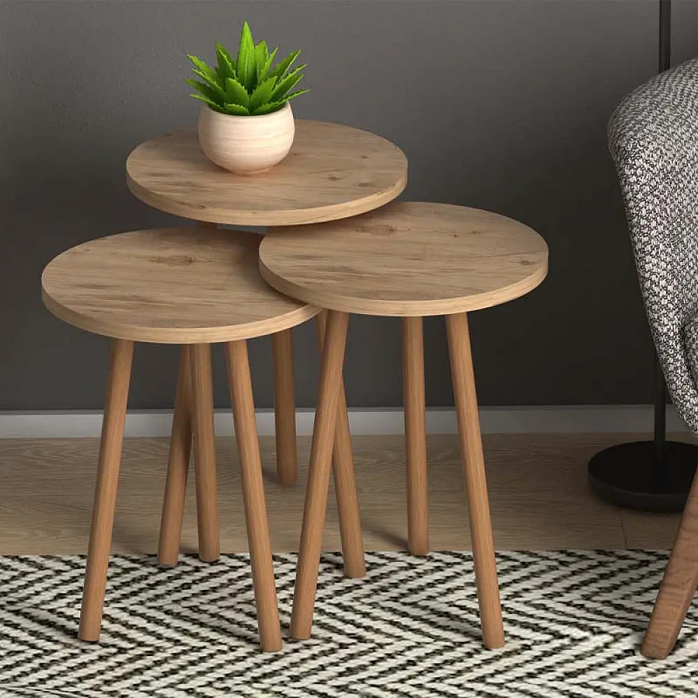 Βοηθητικά τραπεζάκια Roma Megapap από μελαμίνη χρώμα pine oak Βοηθητικά τραπεζάκια Roma Megapap από μελαμίνη χρώμα pine oak