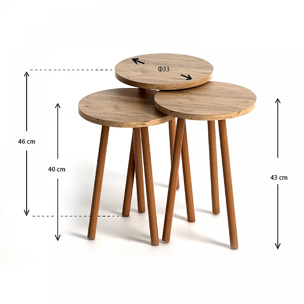Βοηθητικά τραπεζάκια Roma Megapap από μελαμίνη χρώμα pine oak Βοηθητικά τραπεζάκια Roma Megapap από μελαμίνη χρώμα pine oak