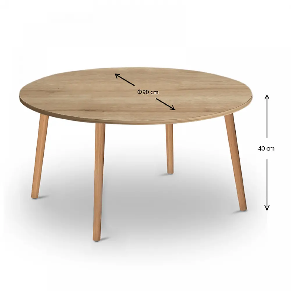 Τραπεζάκι σαλονιού Circle Megapap από μελαμίνη χρώμα oak 90x90x40εκ. - GP022-0037,2