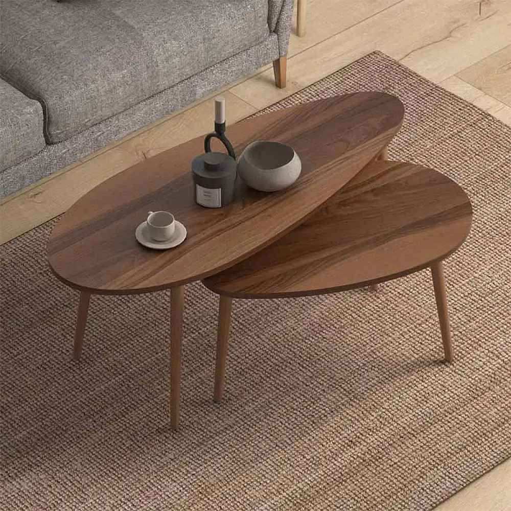 Βοηθητικά τραπεζάκια Elips Megapap χρώμα καρυδί 116x46x46εκ. | GP022-0039,2