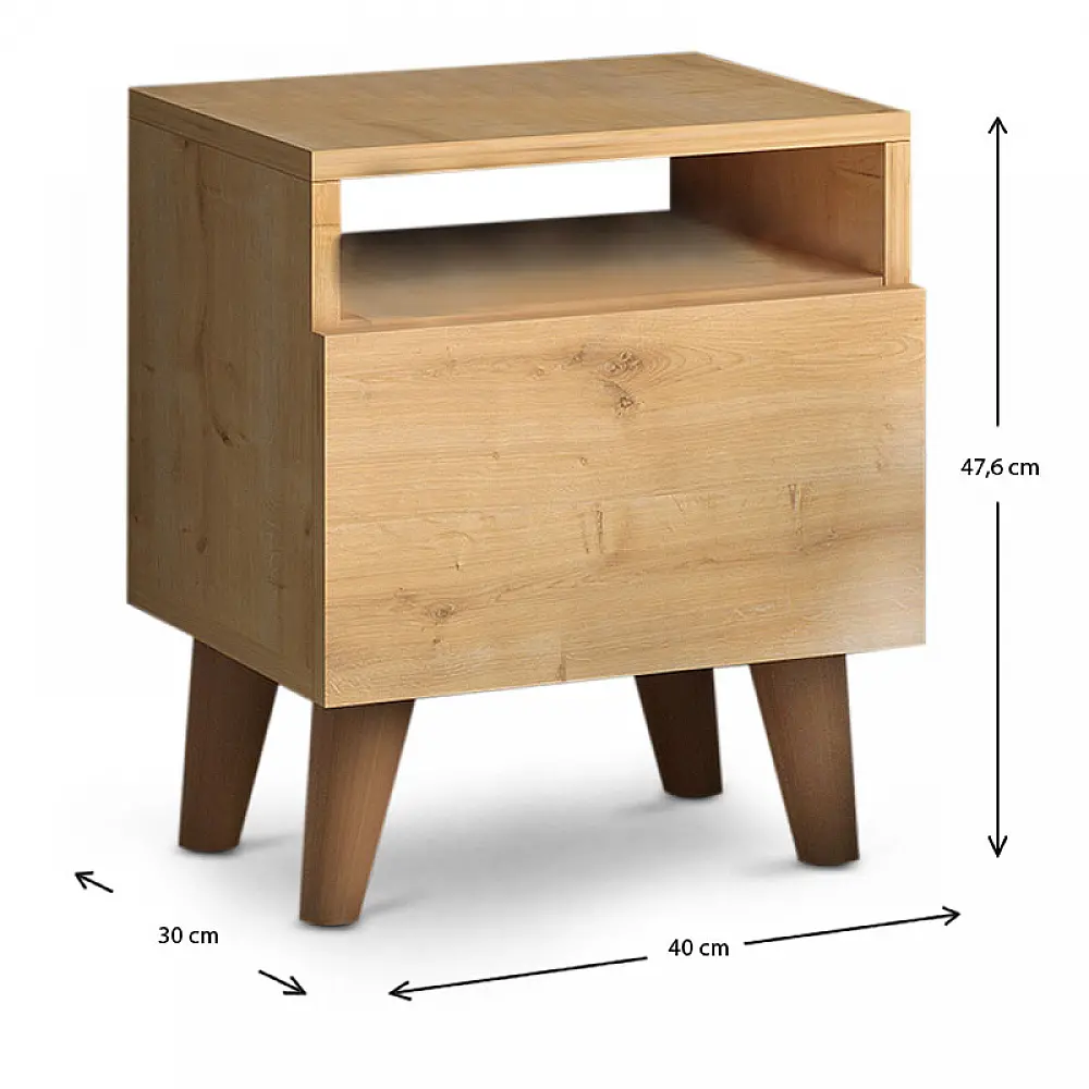 Κομοδίνο Luce Megapap από μελαμίνη χρώμα oak 40x30x47,6εκ. - GP022-0048,2