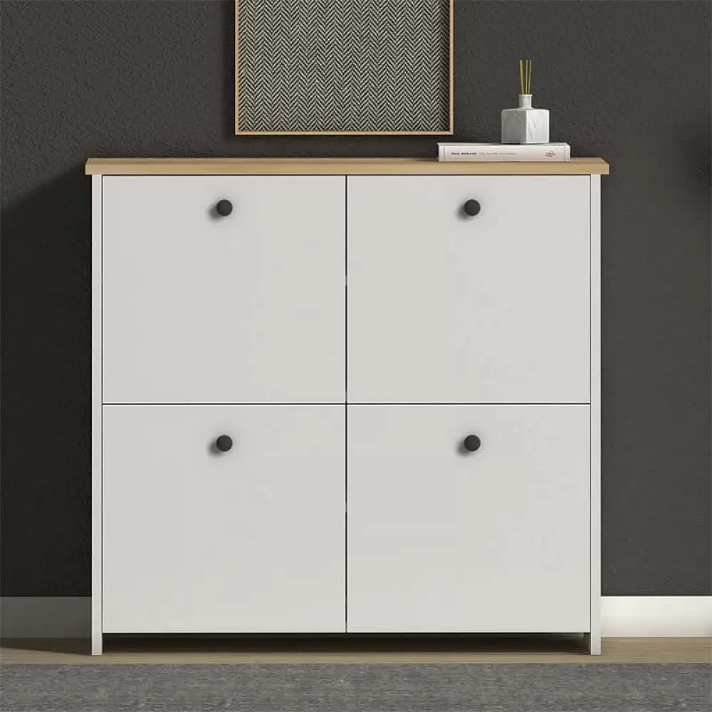 Παπουτσοθήκη - Μπουφές Cube Megapap 16 ζευγών χρώμα λευκό - oak 92x31x92εκ. | GP022-0062,2