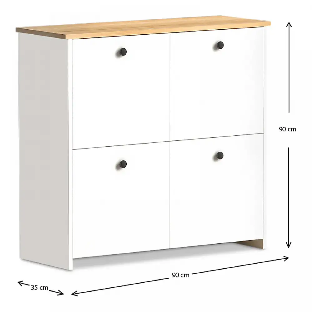 Παπουτσοθήκη - Μπουφές Cube Megapap 16 ζευγών χρώμα λευκό - oak 92x31x92εκ. | GP022-0062,2