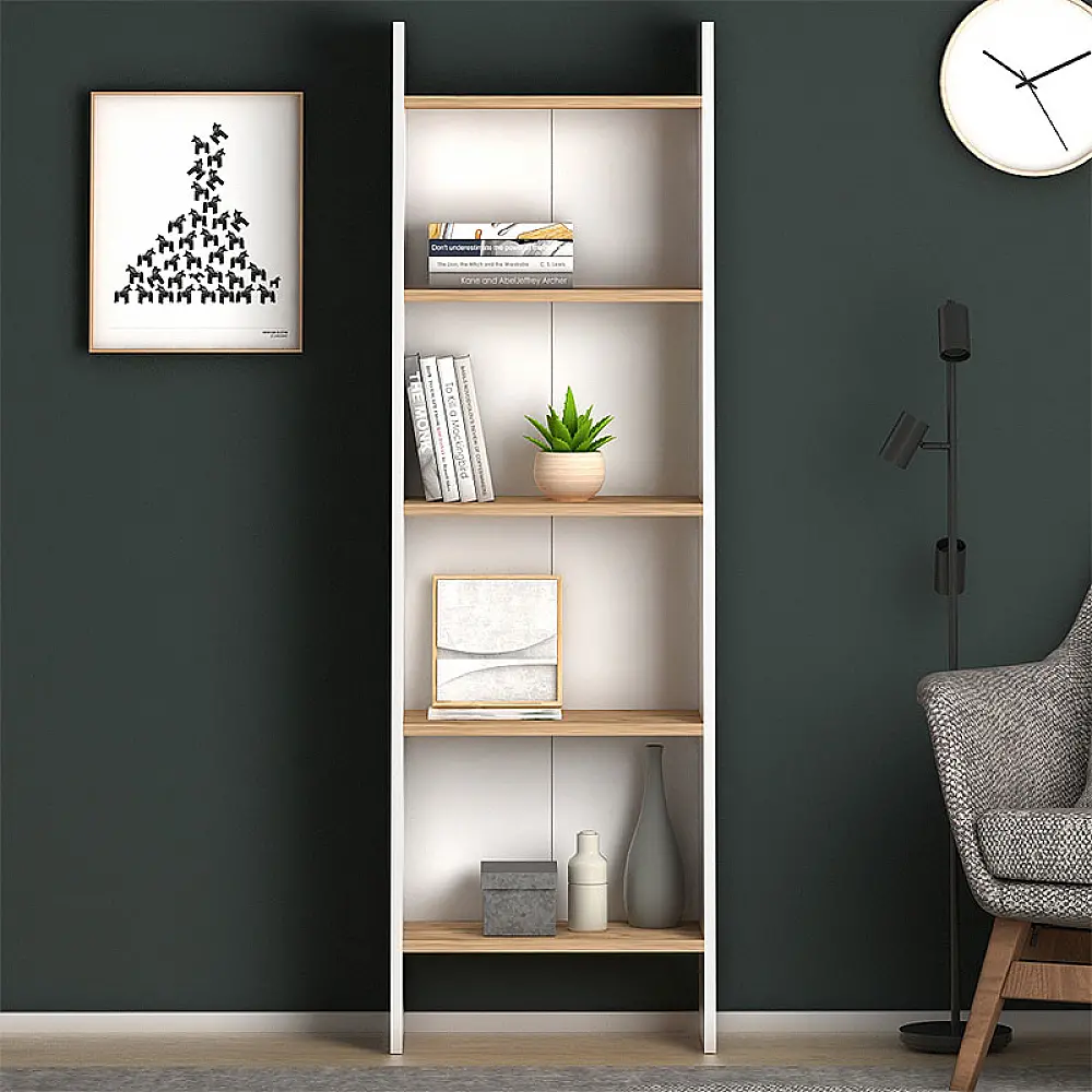 Βιβλιοθήκη μελαμίνης Flora Megapap χρώμα white pine 52x25x158εκ. - GP022-0073,2