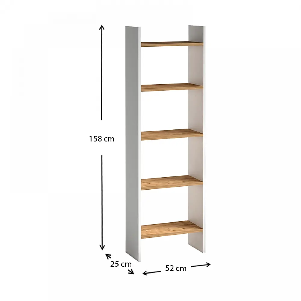 Βιβλιοθήκη μελαμίνης Flora Megapap χρώμα white pine 52x25x158εκ. - GP022-0073,2