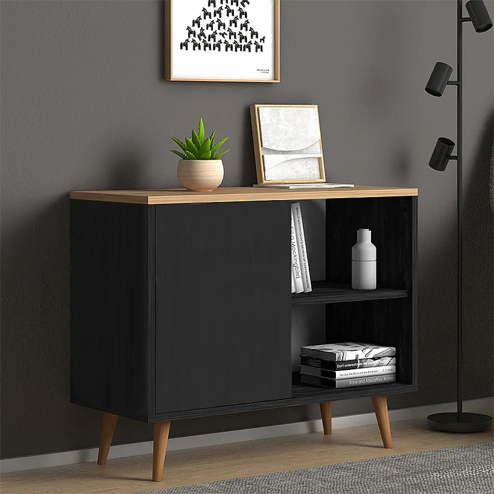 Κονσόλα - μπουφές μελαμίνης Luce Megapap χρώμα μαύρο antique - oak 80x35x66εκ. Κονσόλα - μπουφές μελαμίνης Luce Megapap χρώμα μαύρο antique - oak 80x35x66εκ.
