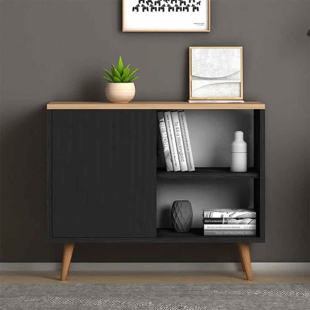 Κονσόλα - μπουφές μελαμίνης Luce Megapap χρώμα μαύρο antique - oak 80x35x66εκ. Κονσόλα - μπουφές μελαμίνης Luce Megapap χρώμα μαύρο antique - oak 80x35x66εκ.