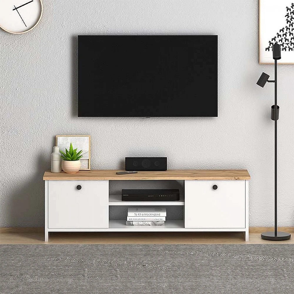 Έπιπλο τηλεόρασης Cube Megapap από μελαμίνη χρώμα pine - white 120x30x40εκ. Έπιπλο τηλεόρασης Cube Megapap από μελαμίνη χρώμα pine - white 120x30x40εκ.