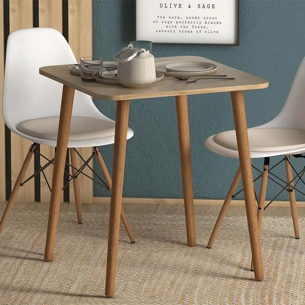 Τραπέζι Kare Megapap από μελαμίνη χρώμα oak 70x70x72εκ. Τραπέζι Kare Megapap από μελαμίνη χρώμα oak 70x70x72εκ.