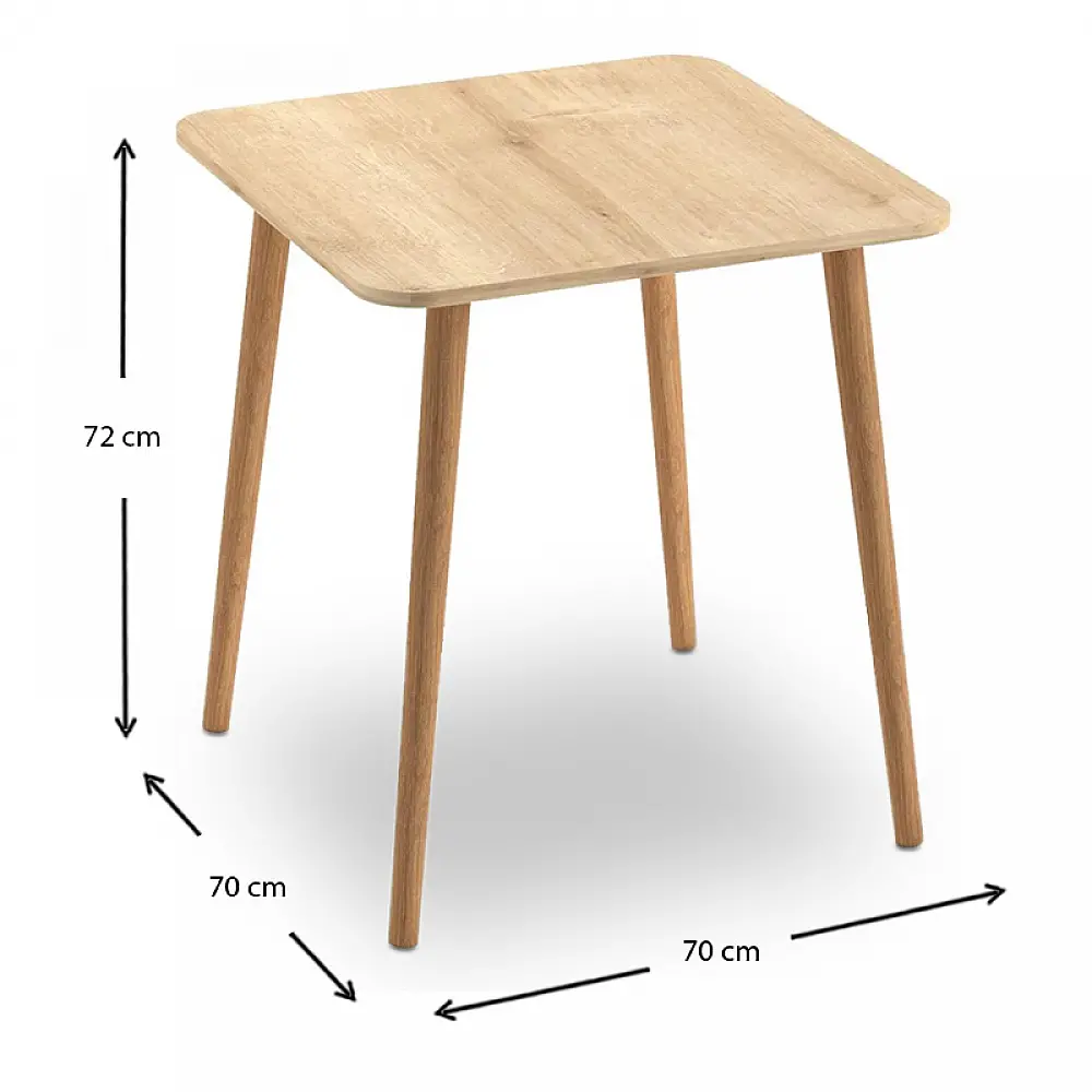 Τραπέζι Kare Megapap από μελαμίνη χρώμα oak 70x70x72εκ. Τραπέζι Kare Megapap από μελαμίνη χρώμα oak 70x70x72εκ.
