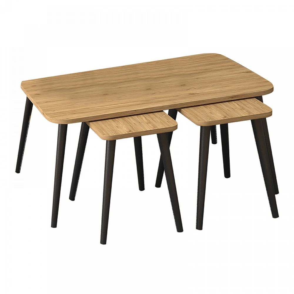 Τραπεζάκι σαλονιού σετ 3 τμχ Oliva Megapap χρώμα oak 90x55x46εκ. Τραπεζάκι σαλονιού σετ 3 τμχ Oliva Megapap χρώμα oak 90x55x46εκ.