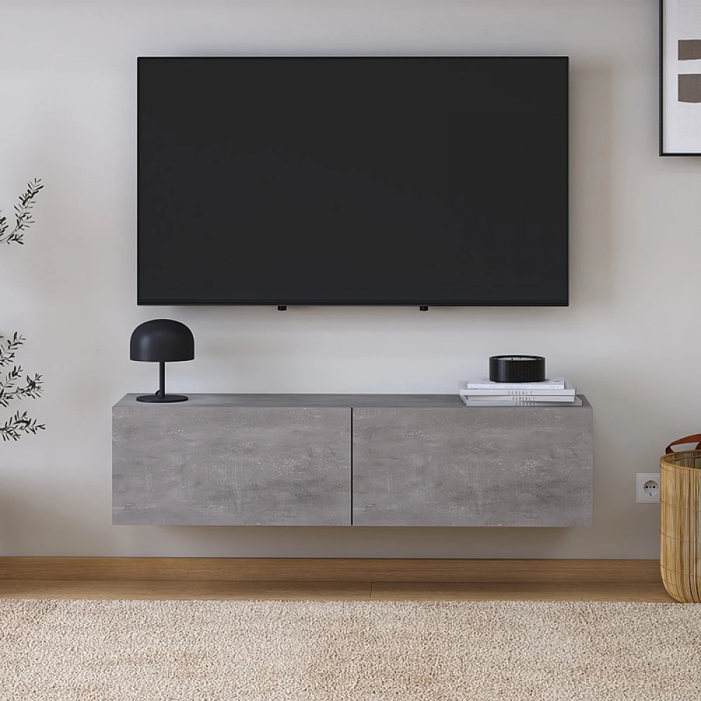 Έπιπλο τηλεόρασης επιτοίχιο Palm Megapap χρώμα γκρι ρετρό 120x32x30εκ. Έπιπλο τηλεόρασης επιτοίχιο Palm Megapap χρώμα γκρι ρετρό 120x32x30εκ.