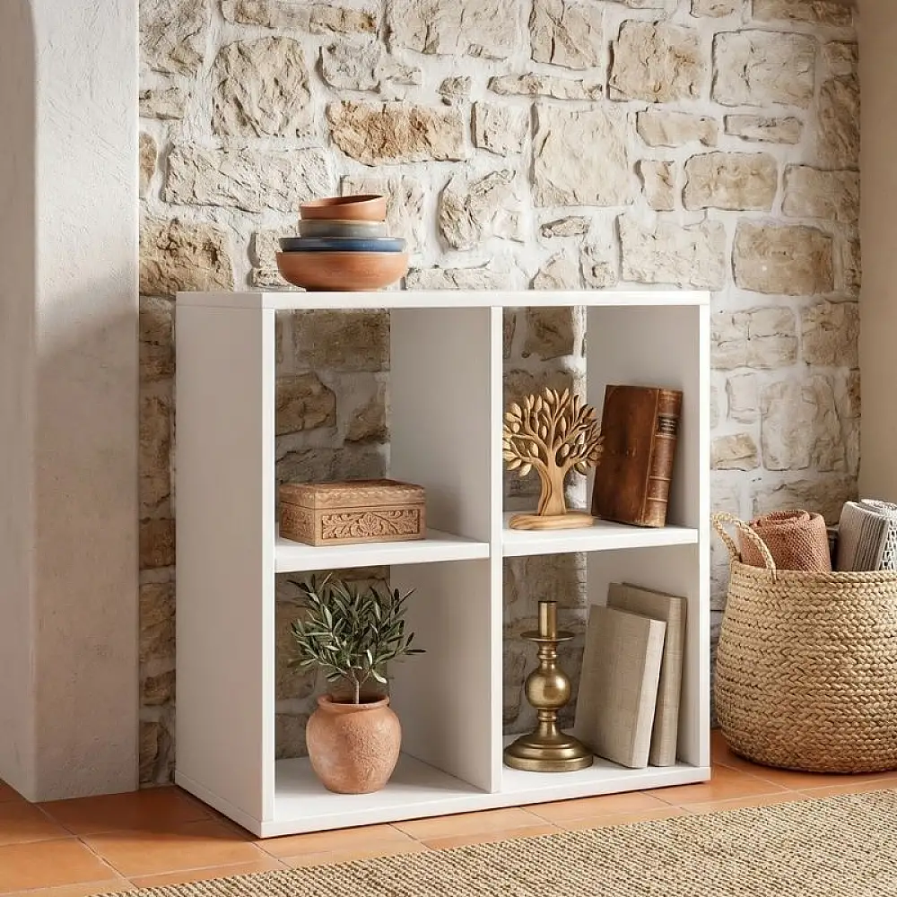 Βιβλιοθήκη Cube Megapap χρώμα λευκό 60x30x60εκ. | GP026-0100,1