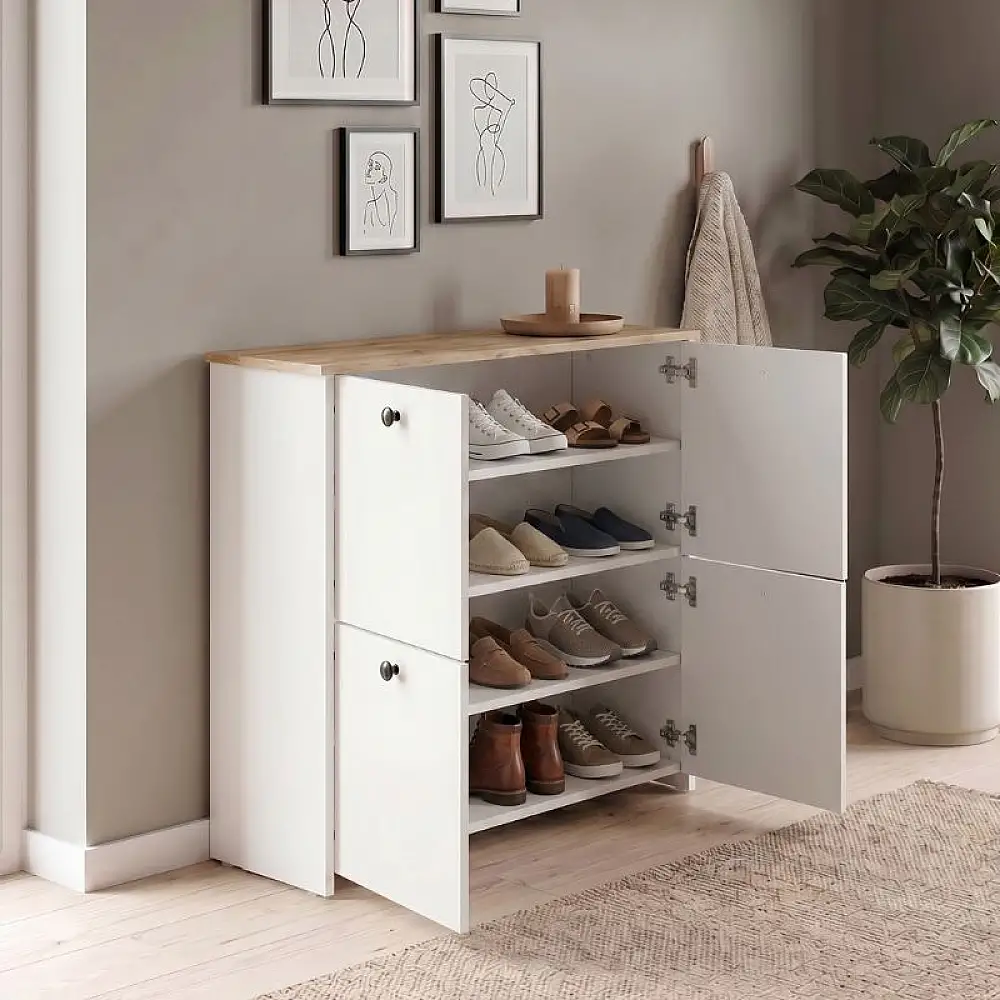 Παπουτσοθήκη Palma Megapap χρώμα λευκό - sapphire oak 90x35x90εκ. | GP026-0103,1