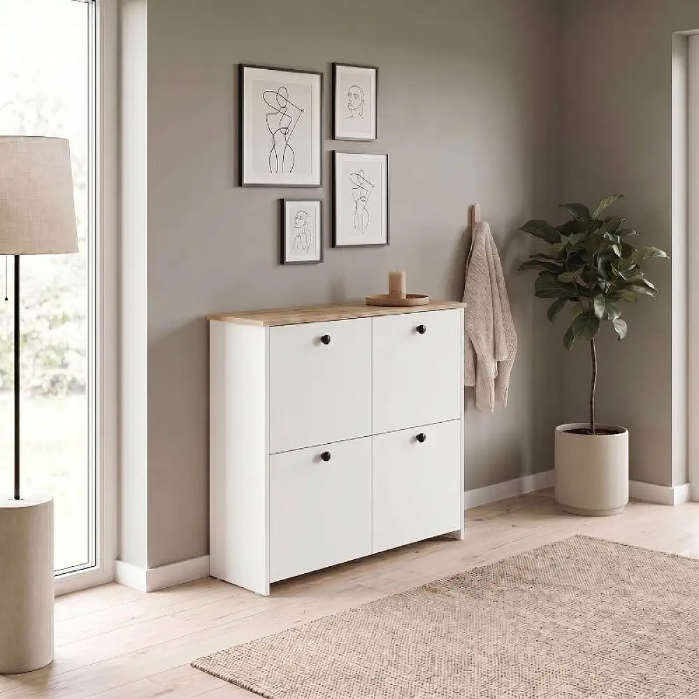 Παπουτσοθήκη Palma Megapap χρώμα λευκό - sapphire oak 90x35x90εκ. | GP026-0103,1