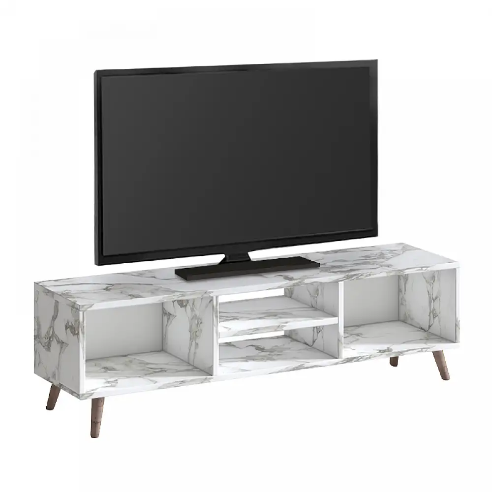 Έπιπλο τηλεόρασης Loren Megapap χρώμα λευκό εφέ μαρμάρου 120x30x40εκ. | GP026-0108,4