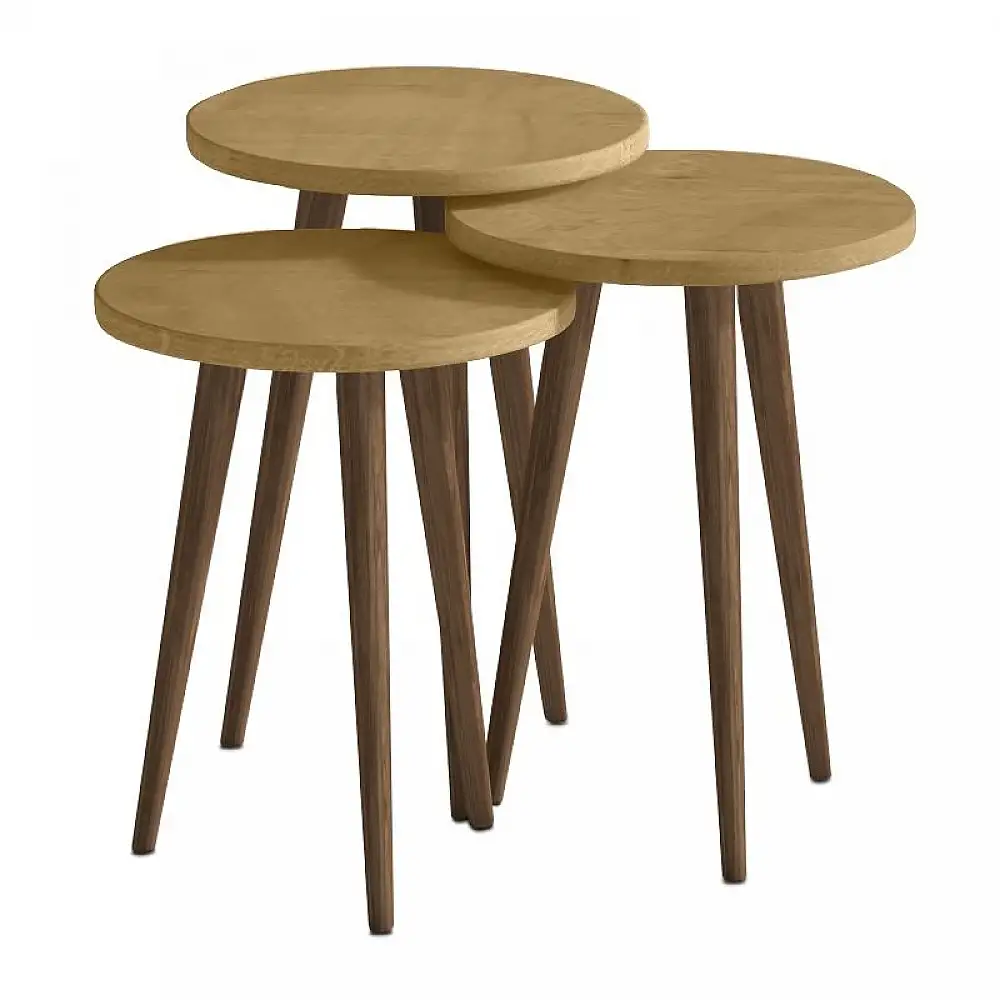 Τραπεζάκι βοηθητικό σετ 3 τμχ Cruz Megapap χρώμα sapphire oak Ø33x46εκ. | GP026-0110,2