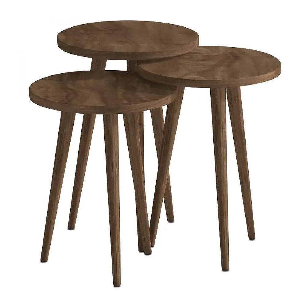 Τραπεζάκι βοηθητικό σετ 3 τμχ Cruz Megapap χρώμα καρυδί Ø33x46εκ. | GP026-0110,3