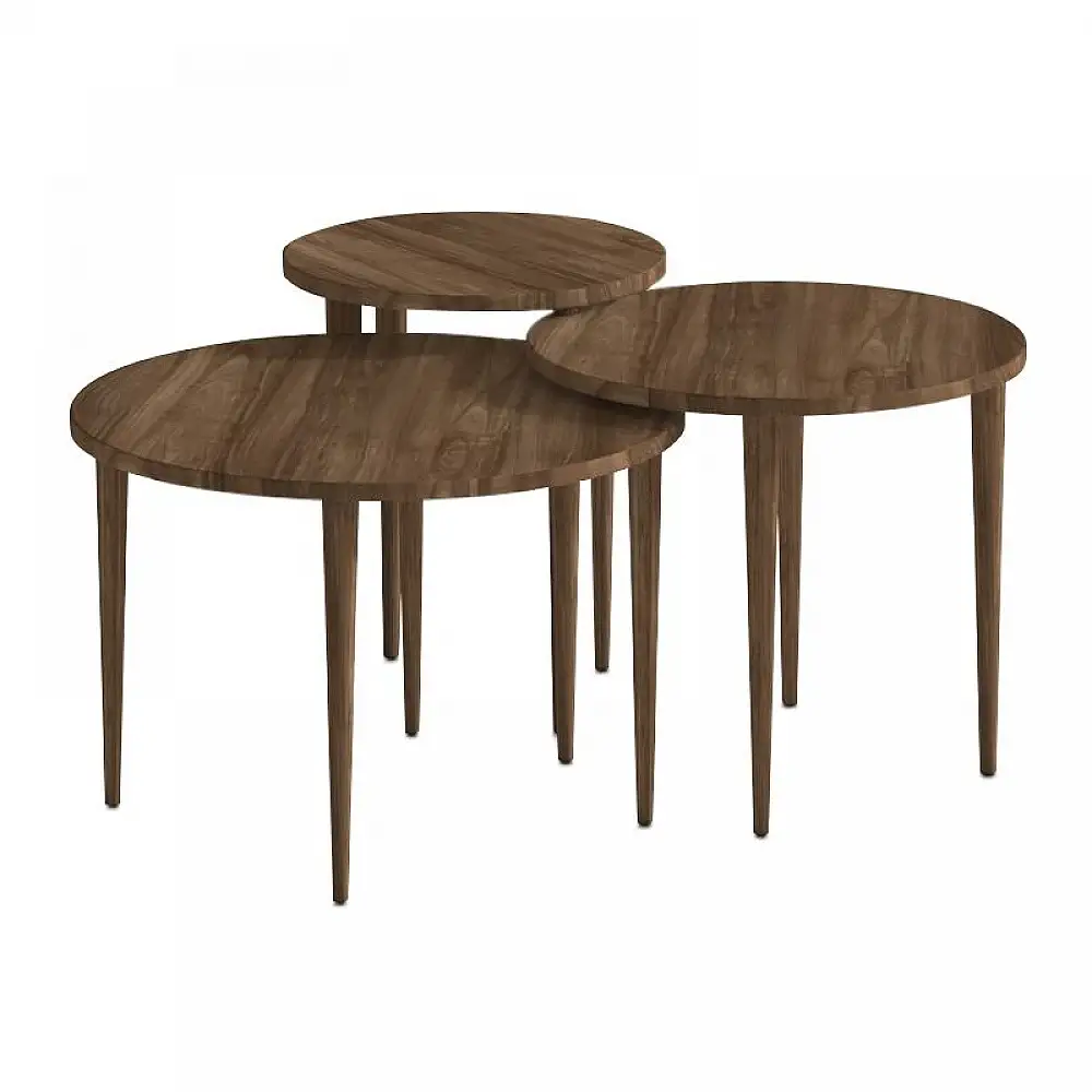 Τραπεζάκι σαλονιού σετ 3 τμχ Nola Megapap χρώμα καρυδί Ø60x46εκ. | GP026-0111,3