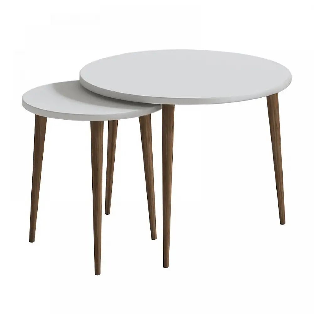 Τραπεζάκι σαλονιού σετ 2 τμχ Nola Megapap χρώμα λευκό Ø60x46εκ. | GP026-0112,1