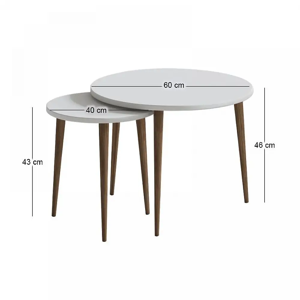 Τραπεζάκι σαλονιού σετ 2 τμχ Nola Megapap χρώμα λευκό Ø60x46εκ. | GP026-0112,1
