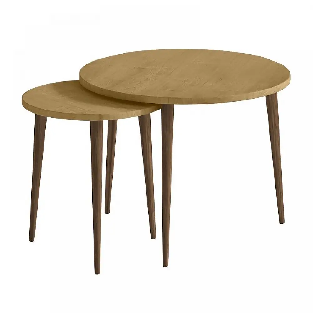 Τραπεζάκι σαλονιού σετ 2 τμχ Nola Megapap χρώμα sapphire oak Ø60x46εκ. | GP026-0112,2