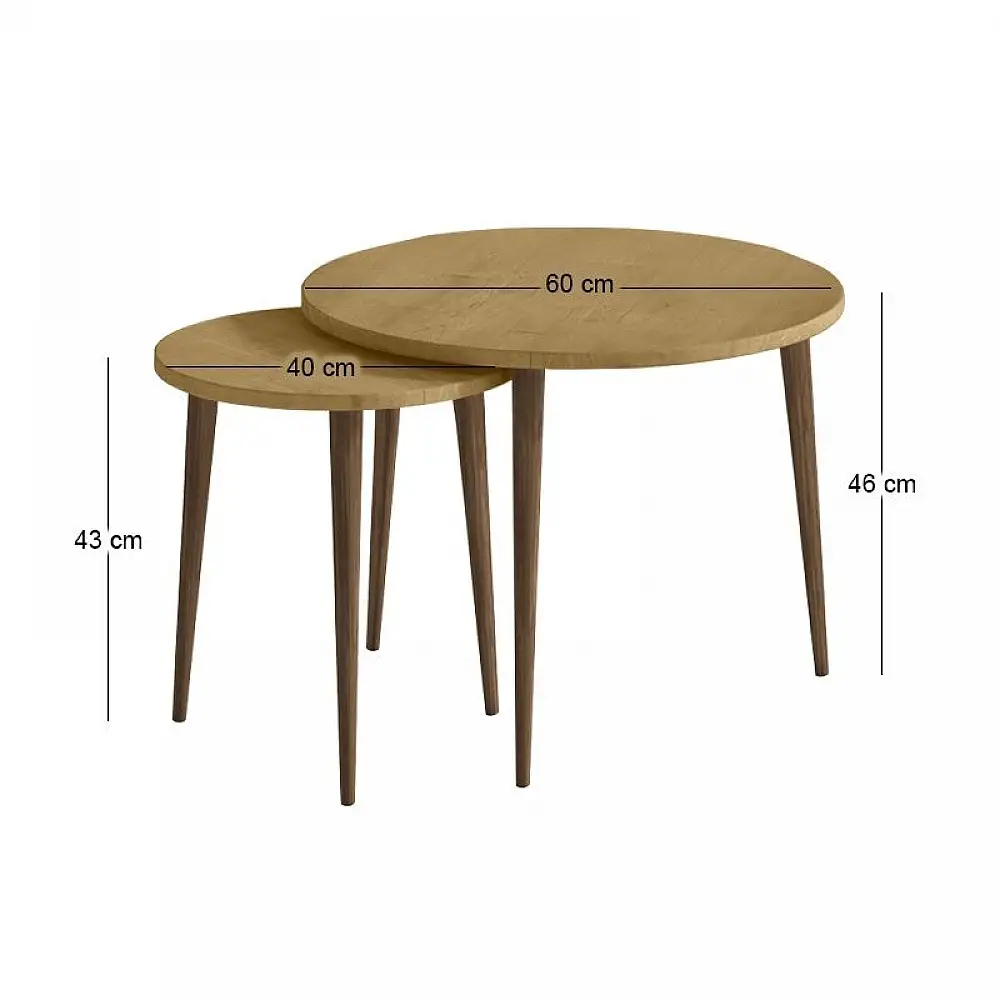 Τραπεζάκι σαλονιού σετ 2 τμχ Nola Megapap χρώμα sapphire oak Ø60x46εκ. | GP026-0112,2