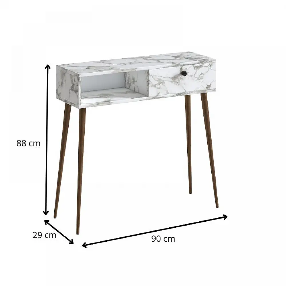 Κονσόλα Napoli Megapap χρώμα λευκό εφέ μαρμάρου 90x29x88εκ. | GP026-0114,4