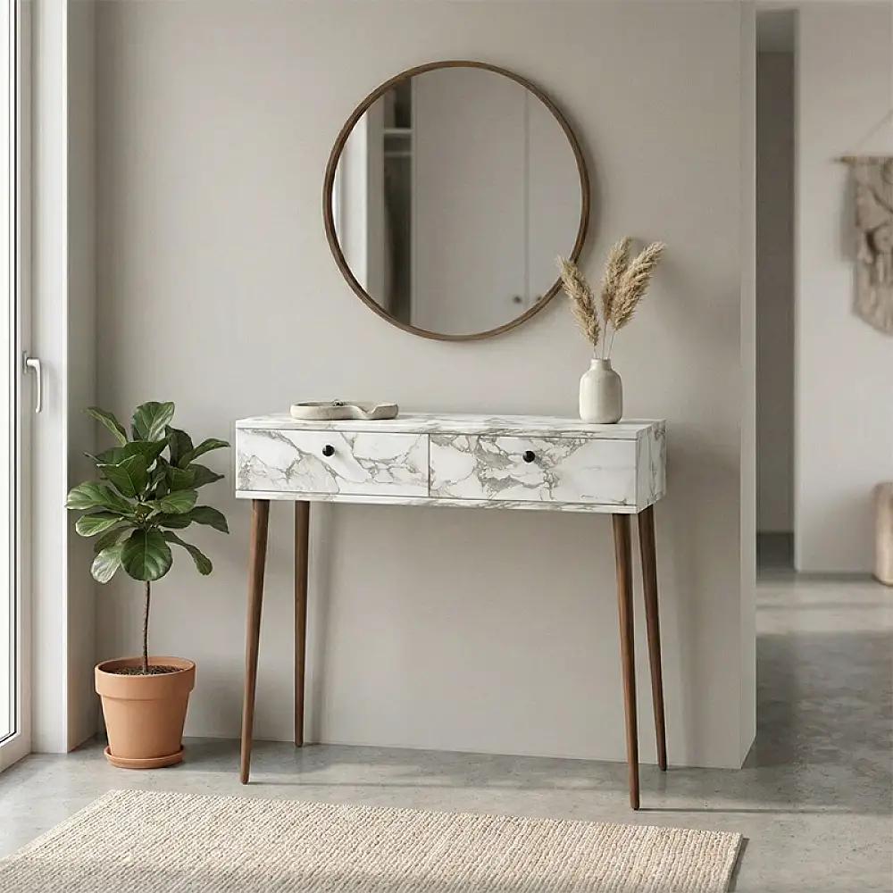 Κονσόλα Alis Megapap χρώμα λευκό εφέ μαρμάρου 110x29x88εκ. | GP026-0115,4