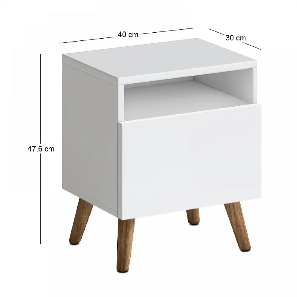 Κομοδίνο Sole Megapap χρώμα λευκό 40x30x47,6εκ. | GP026-0117,1