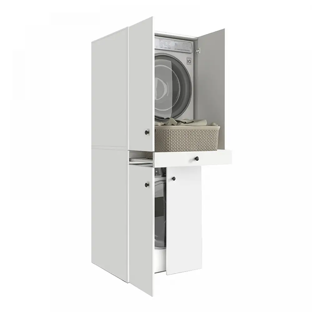 Έπιπλο πλυντηρίου - στεγνωτηρίου Kindi Megapap χρώμα λευκό 70x60x187εκ. | GP026-0123,1