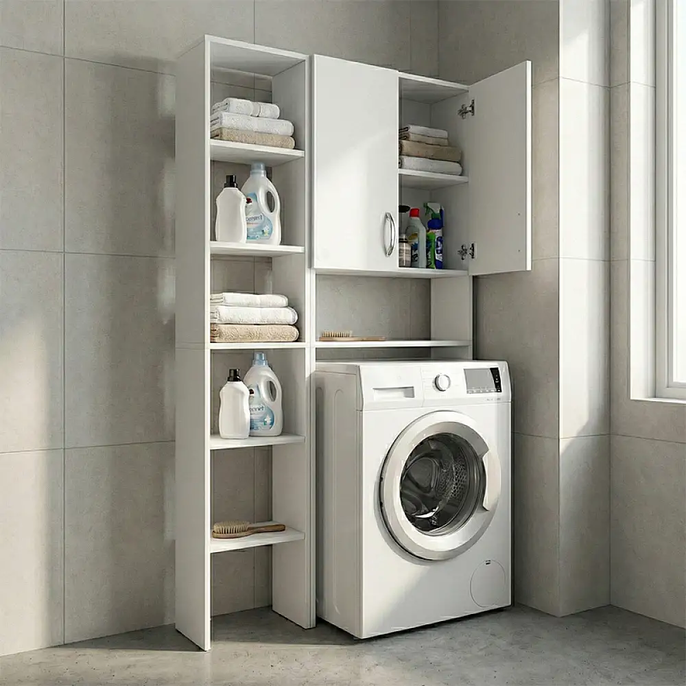 Έπιπλο πλυντηρίου Make Megapap χρώμα λευκό 96x20x180εκ. | GP026-0124,1