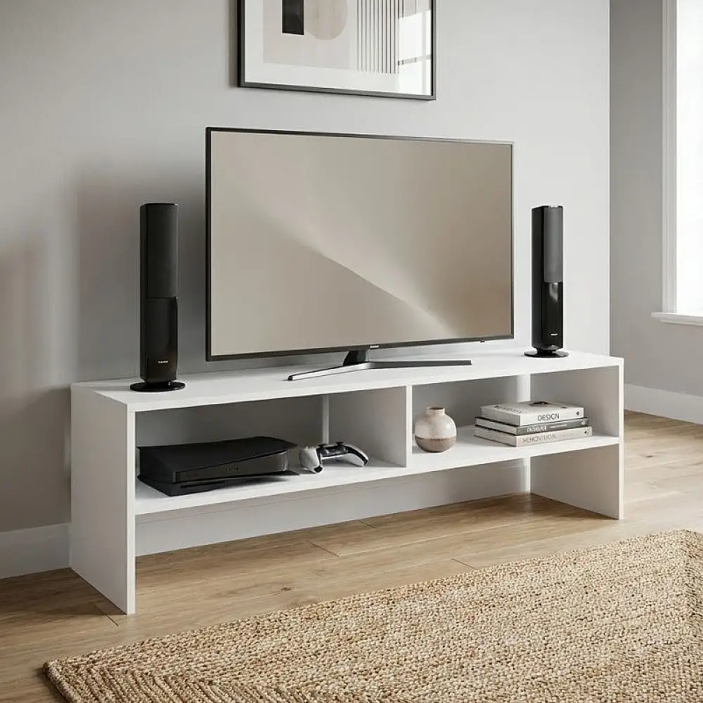 Έπιπλο τηλεόρασης Beirut Megapap χρώμα λευκό 150x30x40εκ. | GP026-0129,1