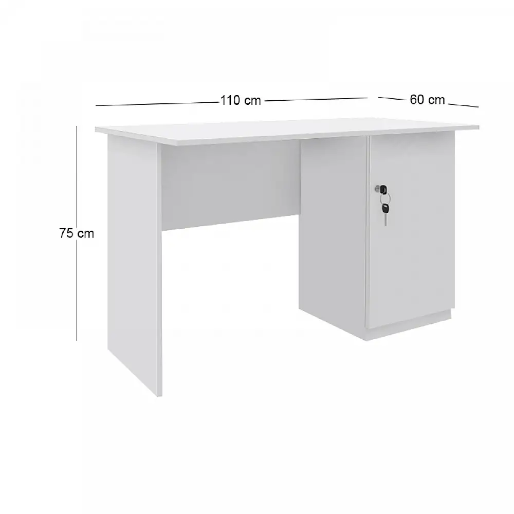 Γραφείο εργασίας με κλειδαριά Moto Megapap χρώμα λευκό 110x60x75εκ. | GP026-0141,1