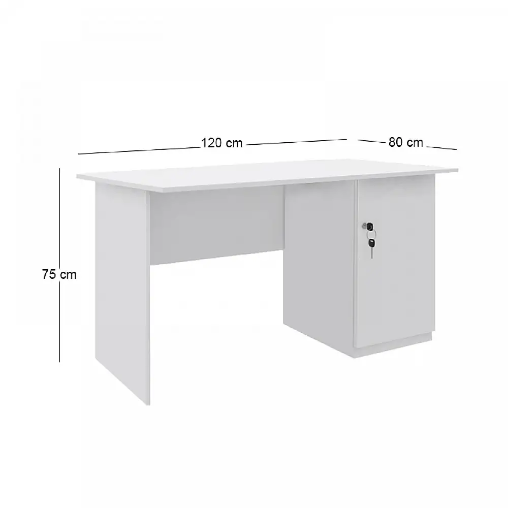 Γραφείο εργασίας με κλειδαριά Moto Megapap χρώμα λευκό 120x80x75εκ. | GP026-0143,1