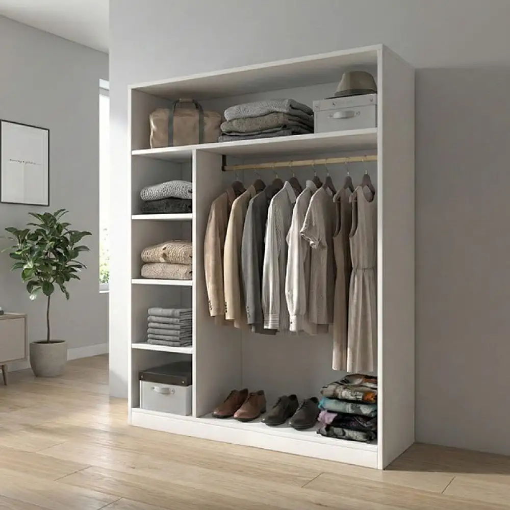 Ντουλάπα ρούχων ανοιχτή - Έπιπλο εισόδου Sandra Megapap χρώμα λευκό 120x40x150εκ. | GP026-0145,1