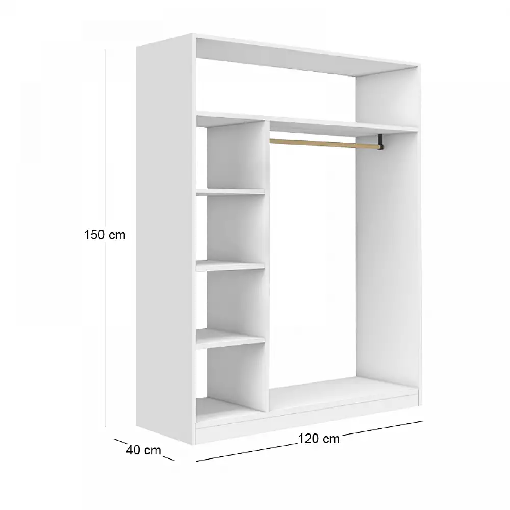 Ντουλάπα ρούχων ανοιχτή - Έπιπλο εισόδου Sandra Megapap χρώμα λευκό 120x40x150εκ. | GP026-0145,1