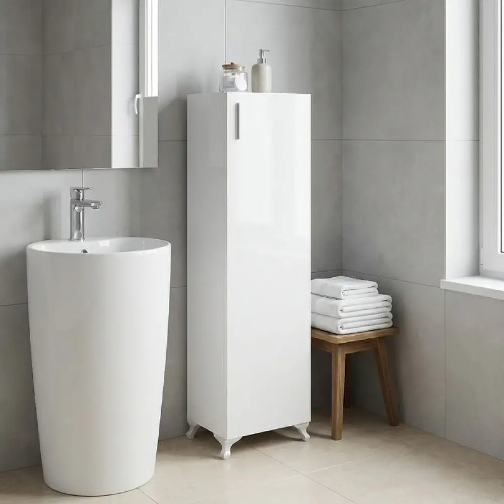 Ντουλάπι κουζίνας - μπάνιου Mine Megapap χρώμα λευκό 30x32x128εκ. | GP026-0148,1