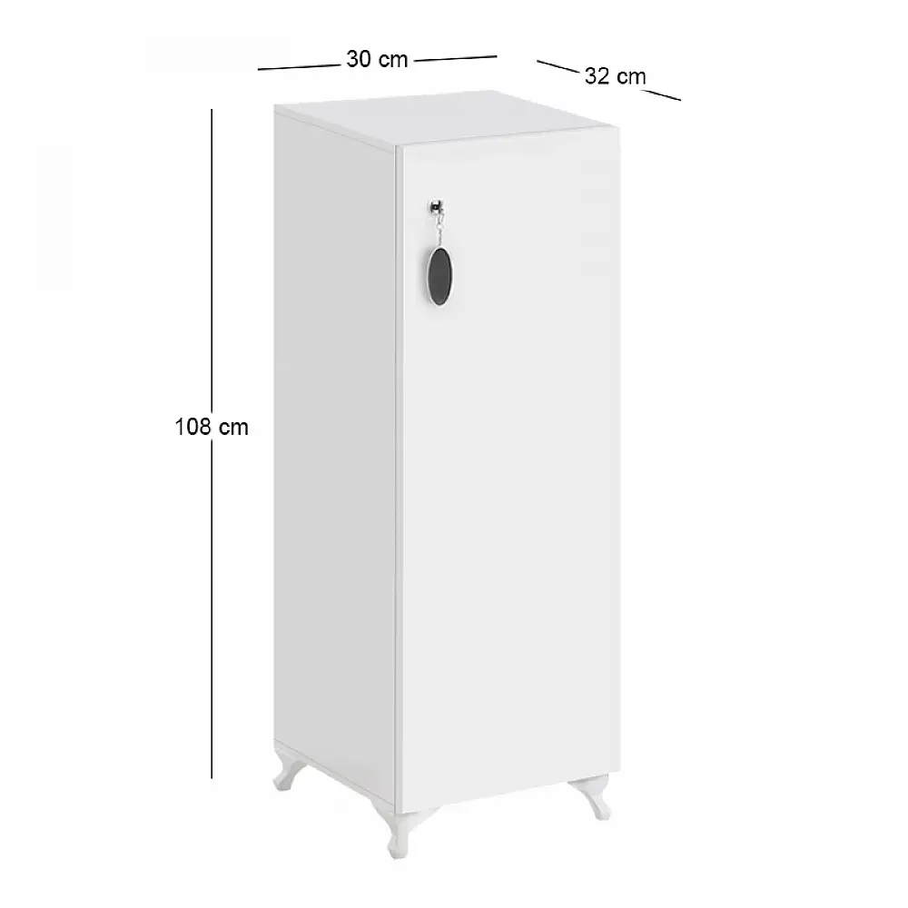 Ντουλάπι με κλειδαριά Zehra Megapap χρώμα λευκό 30x32x108εκ. | GP026-0153,1
