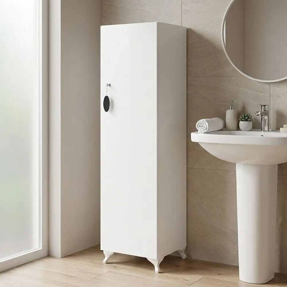 Ντουλάπι με κλειδαριά Zehra Megapap χρώμα λευκό 30x32x128εκ. | GP026-0154,1