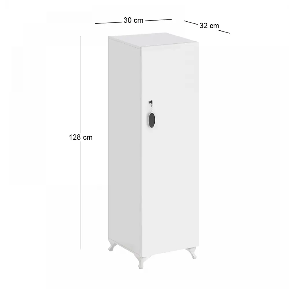 Ντουλάπι με κλειδαριά Zehra Megapap χρώμα λευκό 30x32x128εκ. | GP026-0154,1