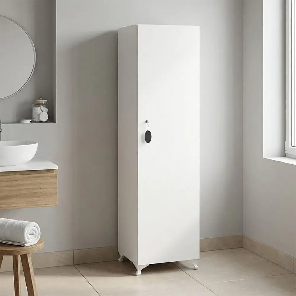 Ντουλάπι με κλειδαριά Zehra Megapap χρώμα λευκό 30x32x168εκ. | GP026-0155,1