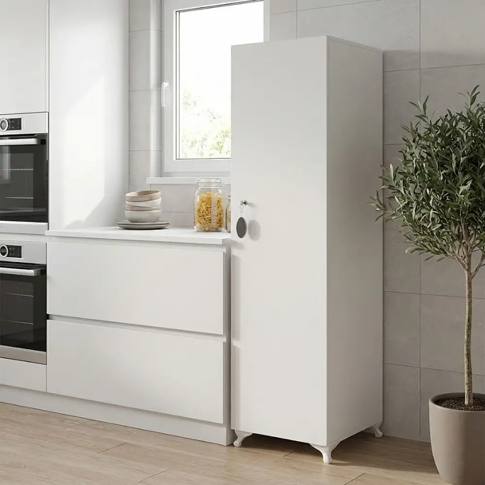 Ντουλάπι με κλειδαριά Zehra Megapap χρώμα λευκό 30x32x168εκ. | GP026-0155,1