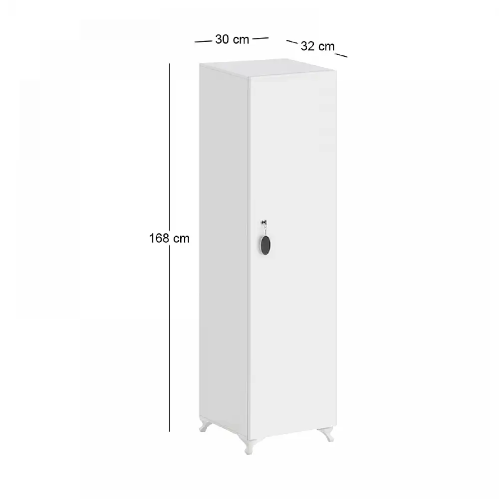 Ντουλάπι με κλειδαριά Zehra Megapap χρώμα λευκό 30x32x168εκ. | GP026-0155,1