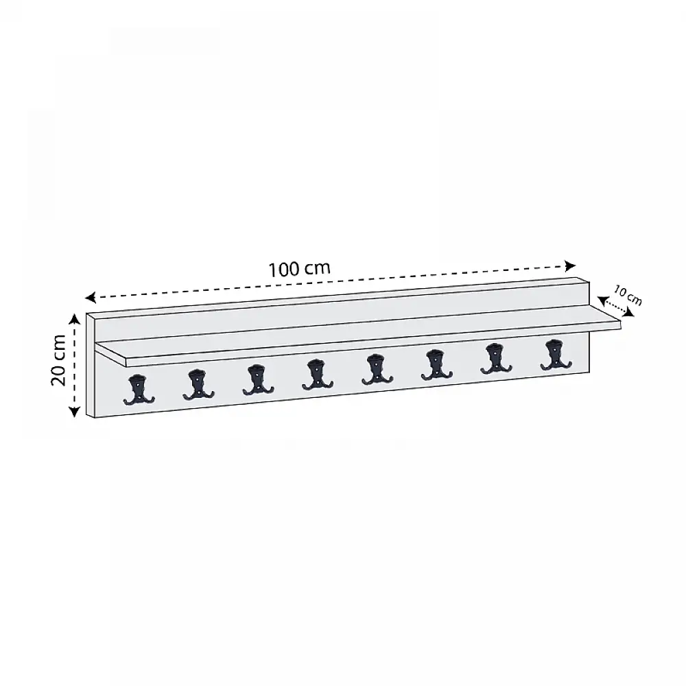 Κρεμάστρα τοίχου Vettini Megapap χρώμα sapphire oak 100x12x20εκ. | GP026-0161,2