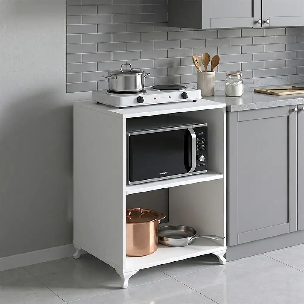 Έπιπλο κουζίνας για φουρνάκι Nadine Megapap χρώμα λευκό 60x56x85εκ. | GP026-0166,1