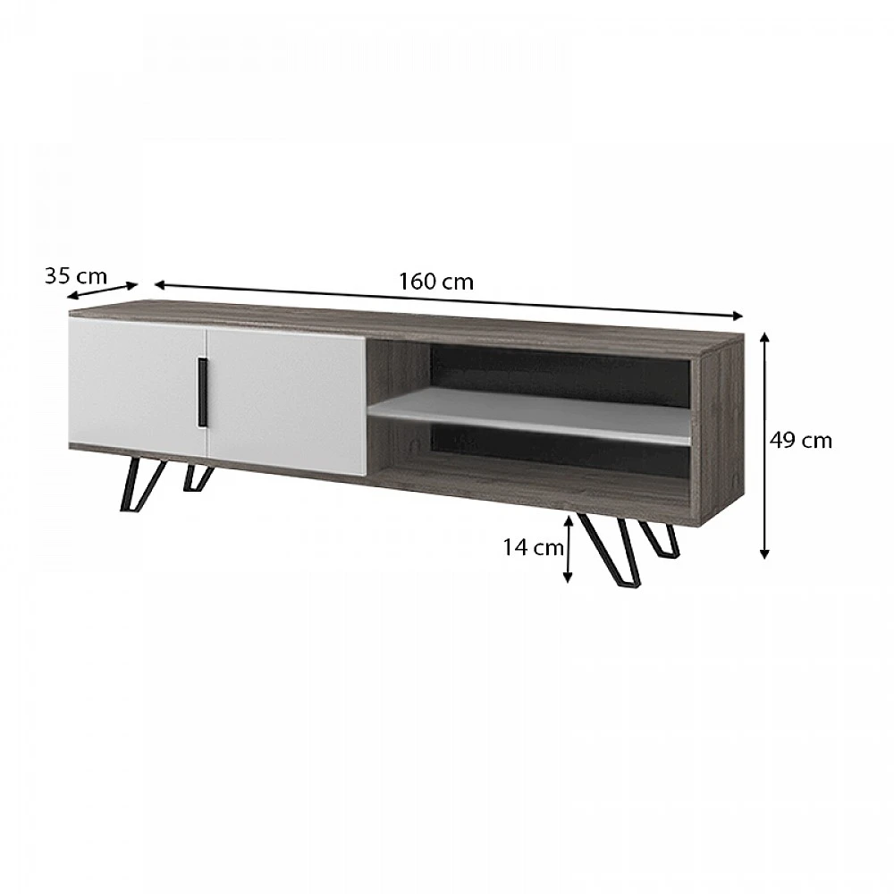 Έπιπλο τηλεόρασης Foot Megapap χρώμα φυσικό οξιάς 160x35x49εκ.