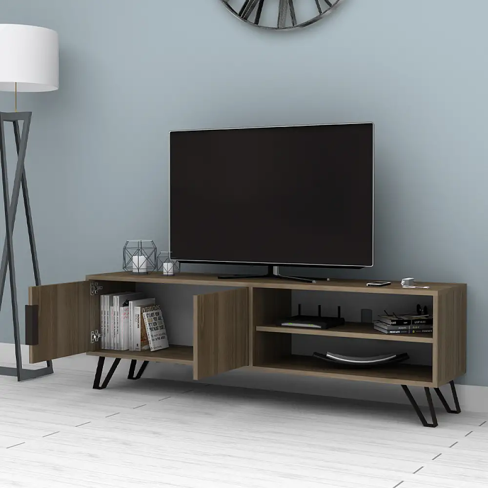 Έπιπλο τηλεόρασης Foot Megapap χρώμα καρυδί 160x35x49εκ. | GP028-0033,4