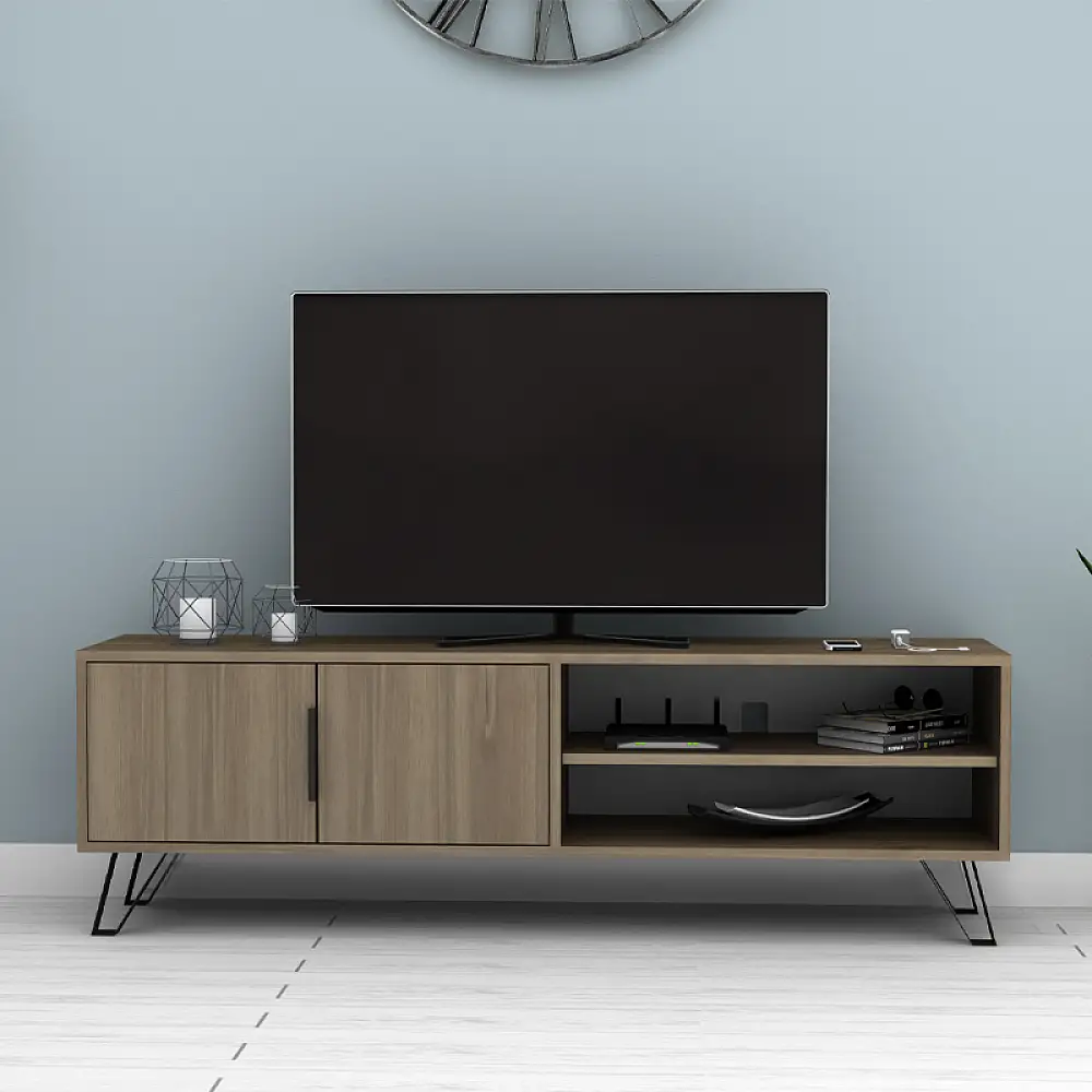 Έπιπλο τηλεόρασης Foot Megapap χρώμα καρυδί 160x35x49εκ. | GP028-0033,4